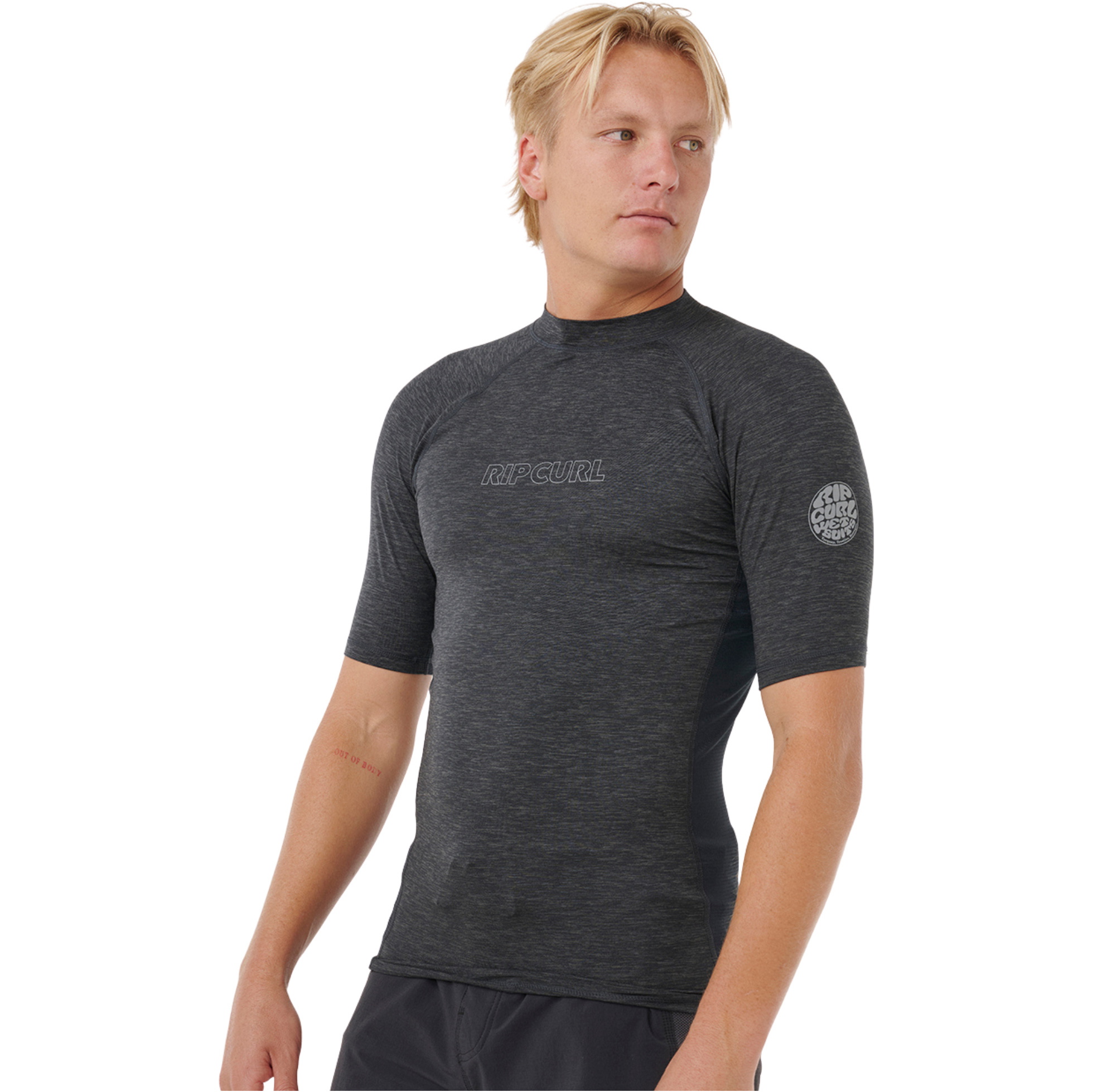 2026 Rip Curl M&auml;nner Dawn Patrol UPF Leichter Kurzarm-Schutzweste Aus Lycra 193MRV - Black Marle